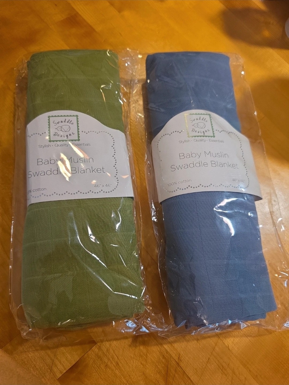 Swaddle Designs Muslin Swaddle Set - Olive & Slate Blue